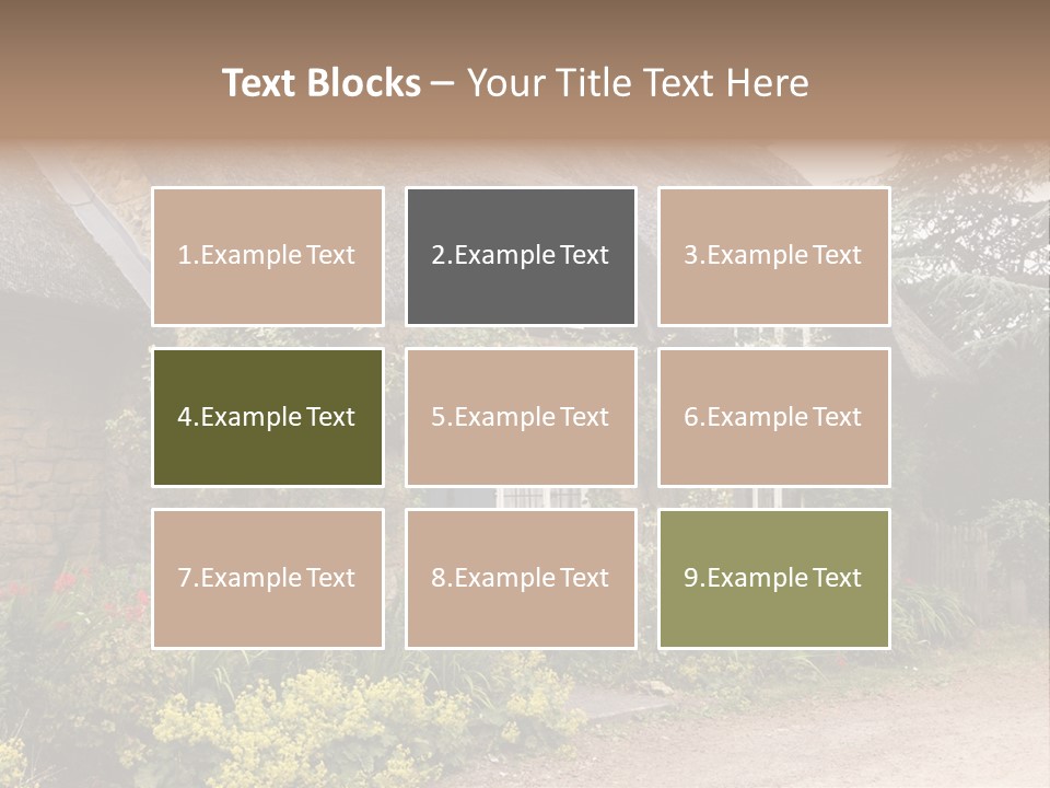 A House With A Thatched Roof And A Blue Door PowerPoint Template