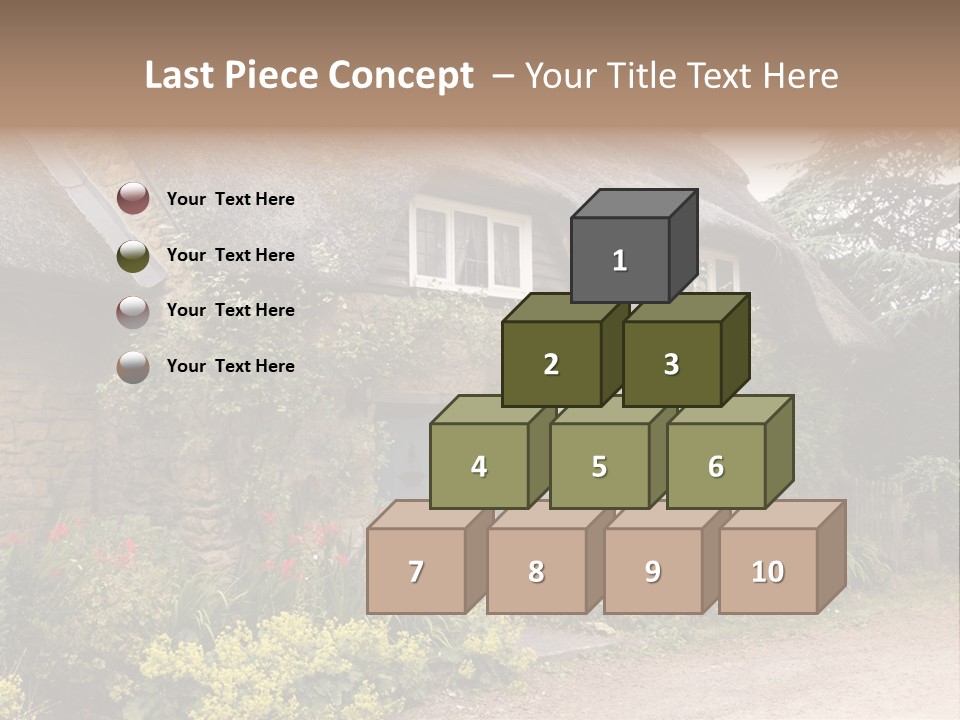 A House With A Thatched Roof And A Blue Door PowerPoint Template