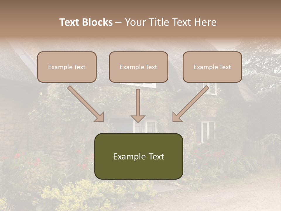 A House With A Thatched Roof And A Blue Door PowerPoint Template