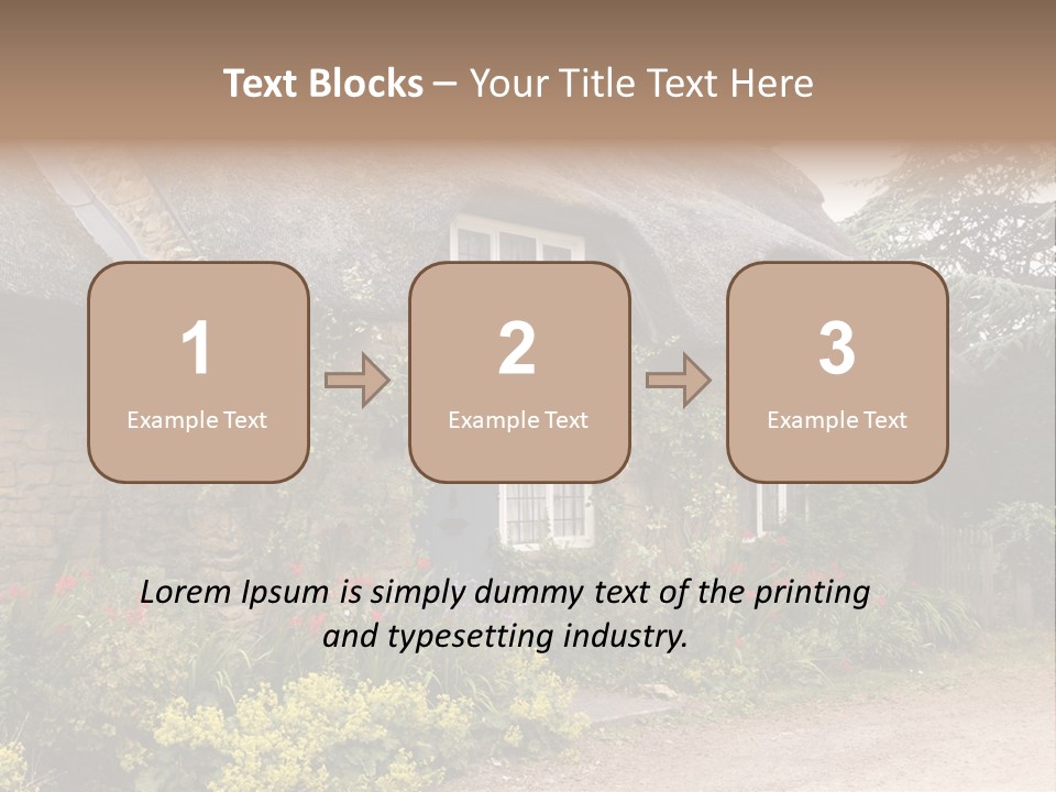 A House With A Thatched Roof And A Blue Door PowerPoint Template