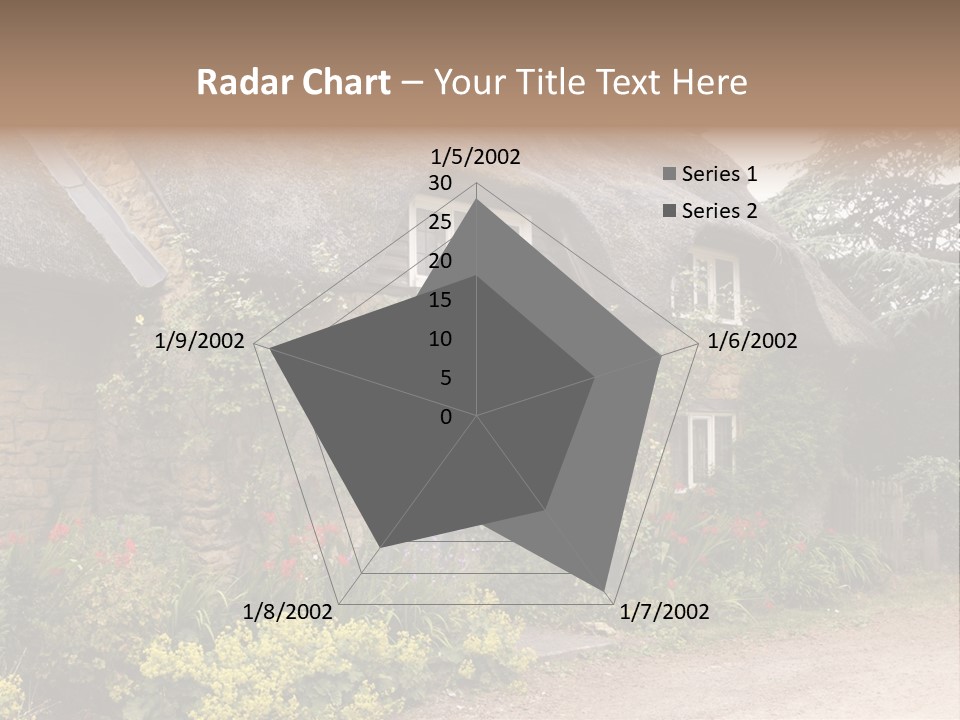 A House With A Thatched Roof And A Blue Door PowerPoint Template