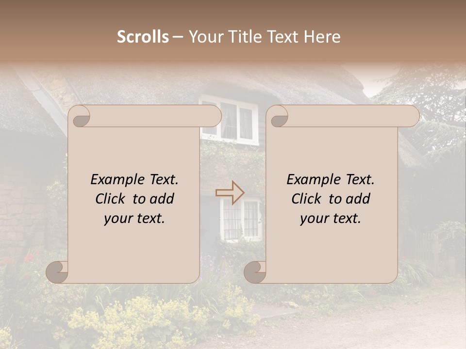 A House With A Thatched Roof And A Blue Door PowerPoint Template