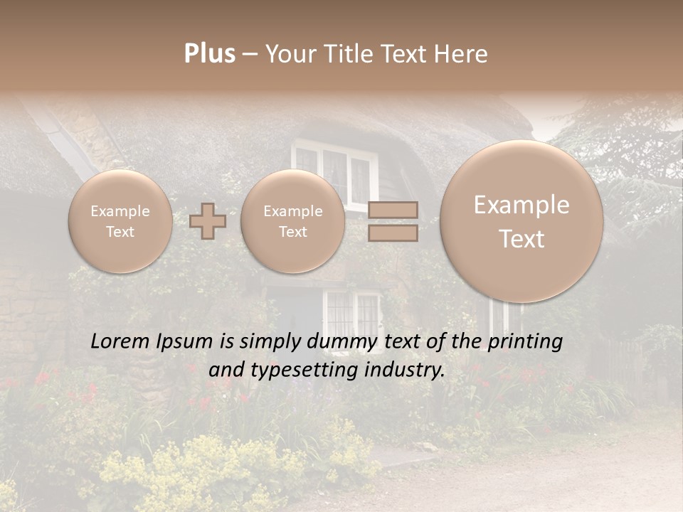 A House With A Thatched Roof And A Blue Door PowerPoint Template