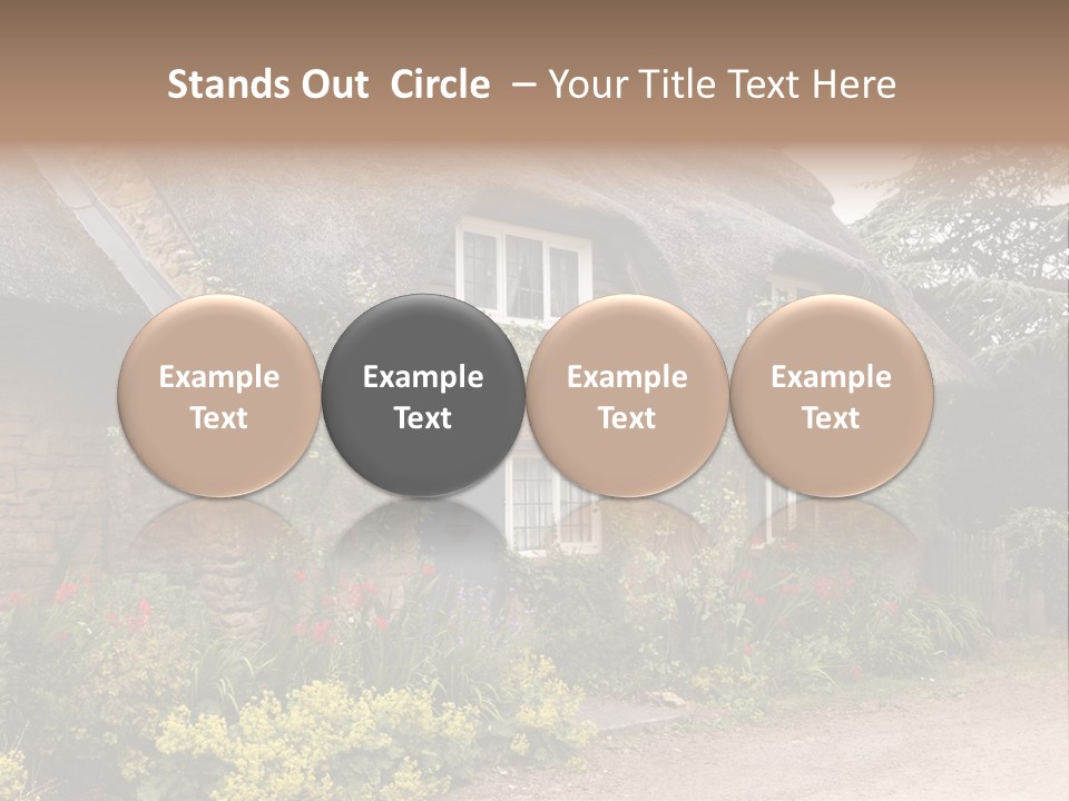 A House With A Thatched Roof And A Blue Door PowerPoint Template