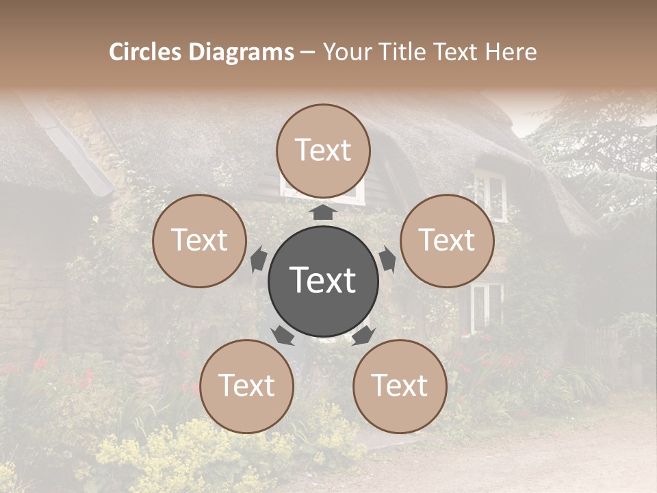 A House With A Thatched Roof And A Blue Door PowerPoint Template