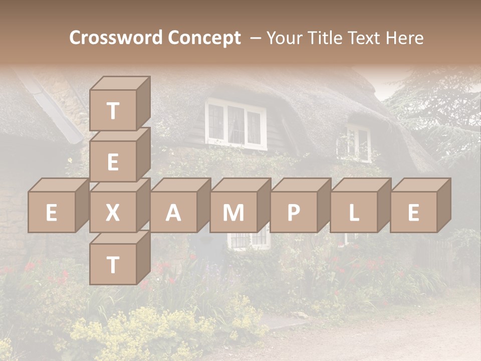 A House With A Thatched Roof And A Blue Door PowerPoint Template