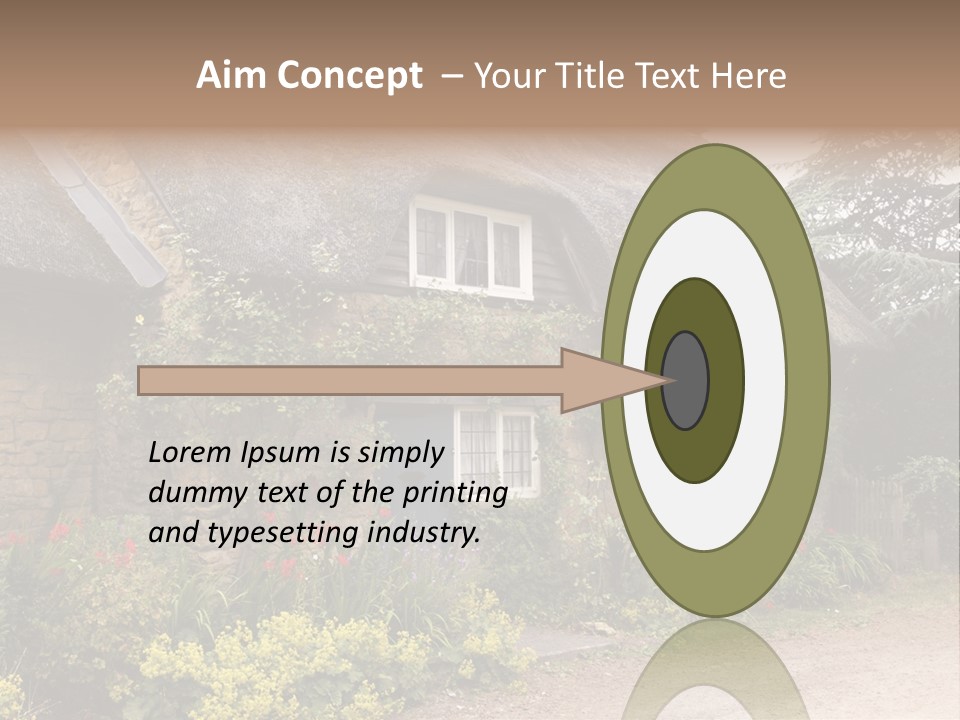 A House With A Thatched Roof And A Blue Door PowerPoint Template