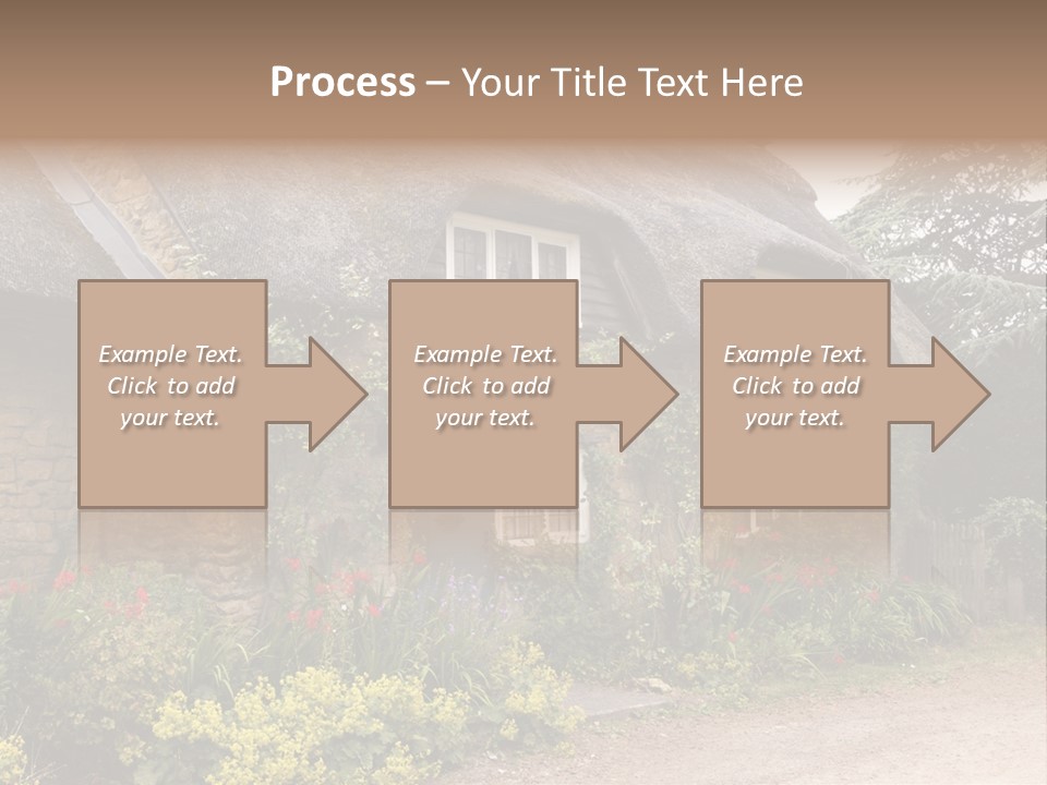 A House With A Thatched Roof And A Blue Door PowerPoint Template