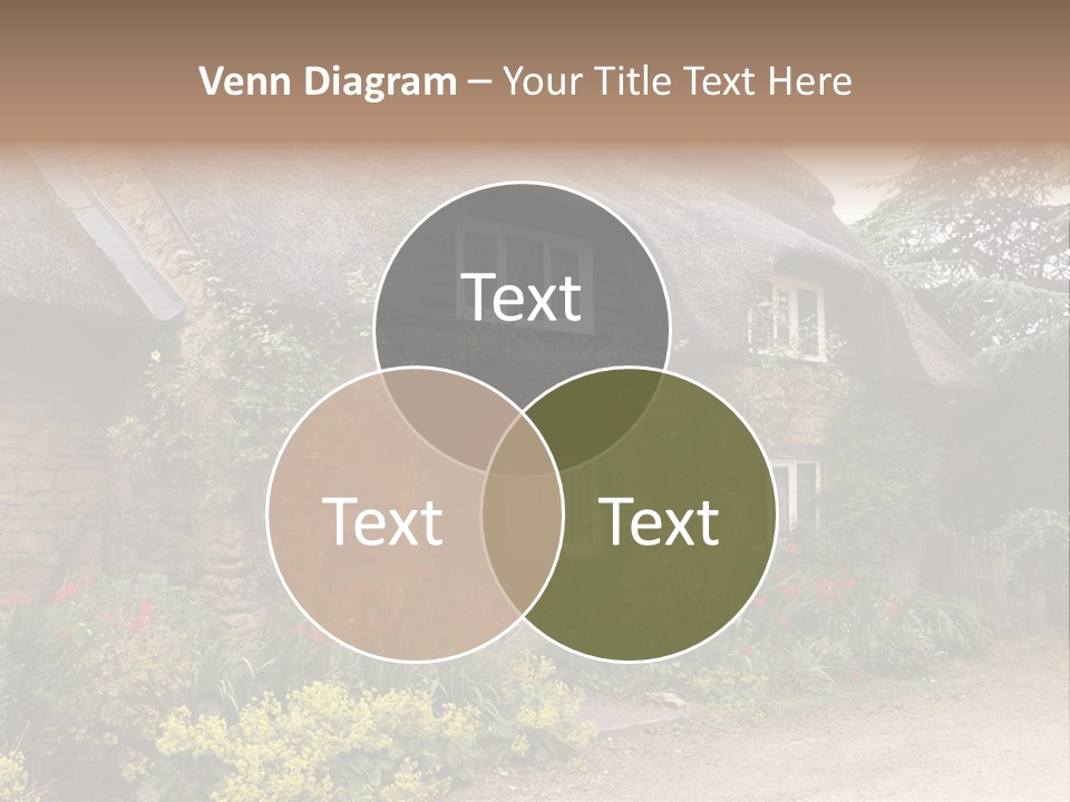 A House With A Thatched Roof And A Blue Door PowerPoint Template