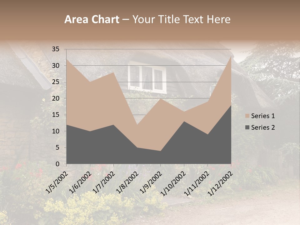 A House With A Thatched Roof And A Blue Door PowerPoint Template