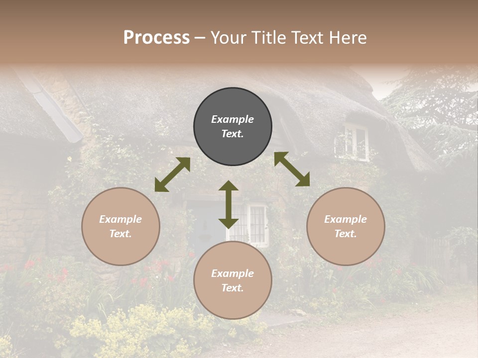 A House With A Thatched Roof And A Blue Door PowerPoint Template