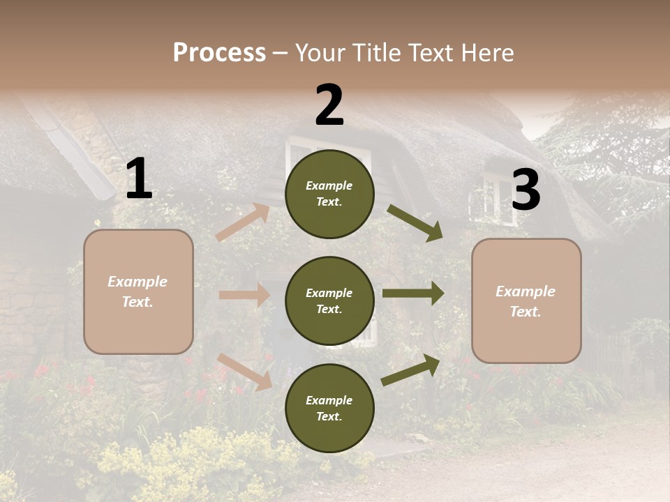 A House With A Thatched Roof And A Blue Door PowerPoint Template