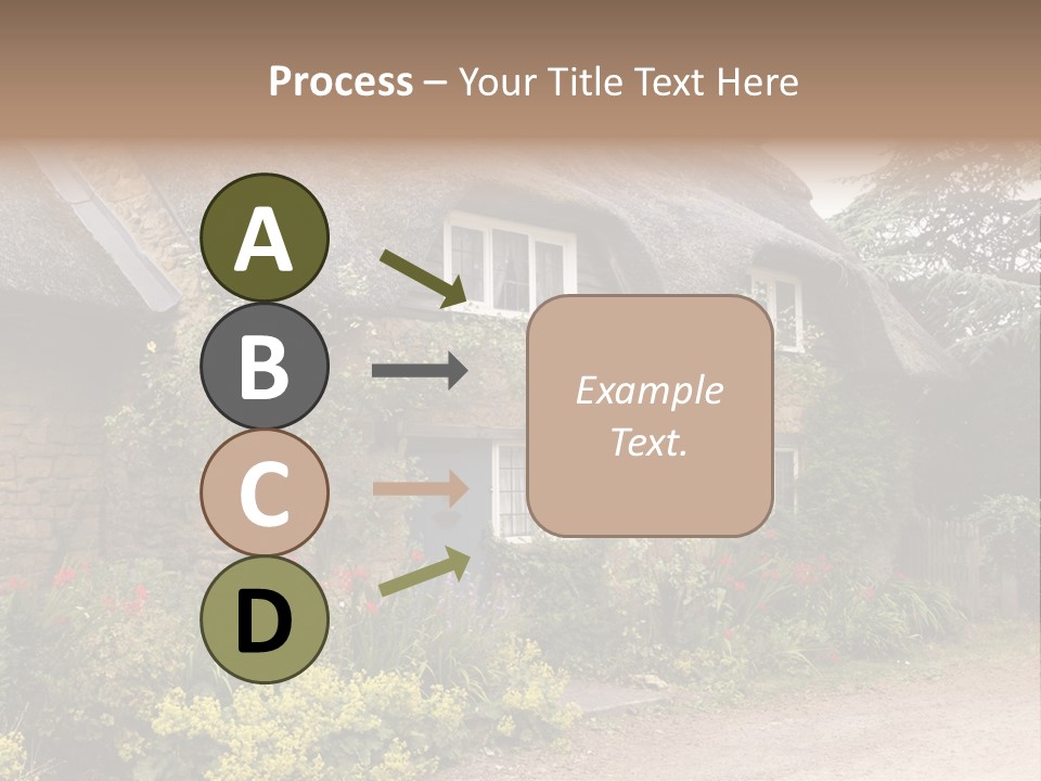 A House With A Thatched Roof And A Blue Door PowerPoint Template