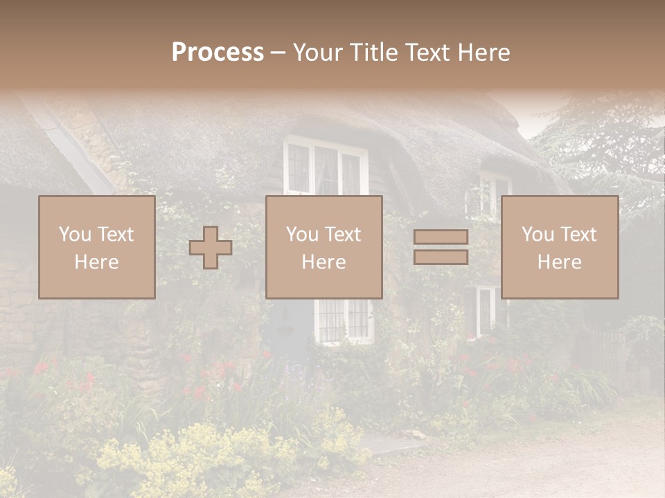 A House With A Thatched Roof And A Blue Door PowerPoint Template
