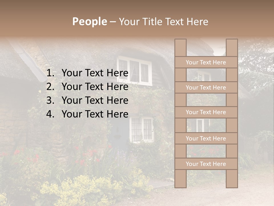 A House With A Thatched Roof And A Blue Door PowerPoint Template