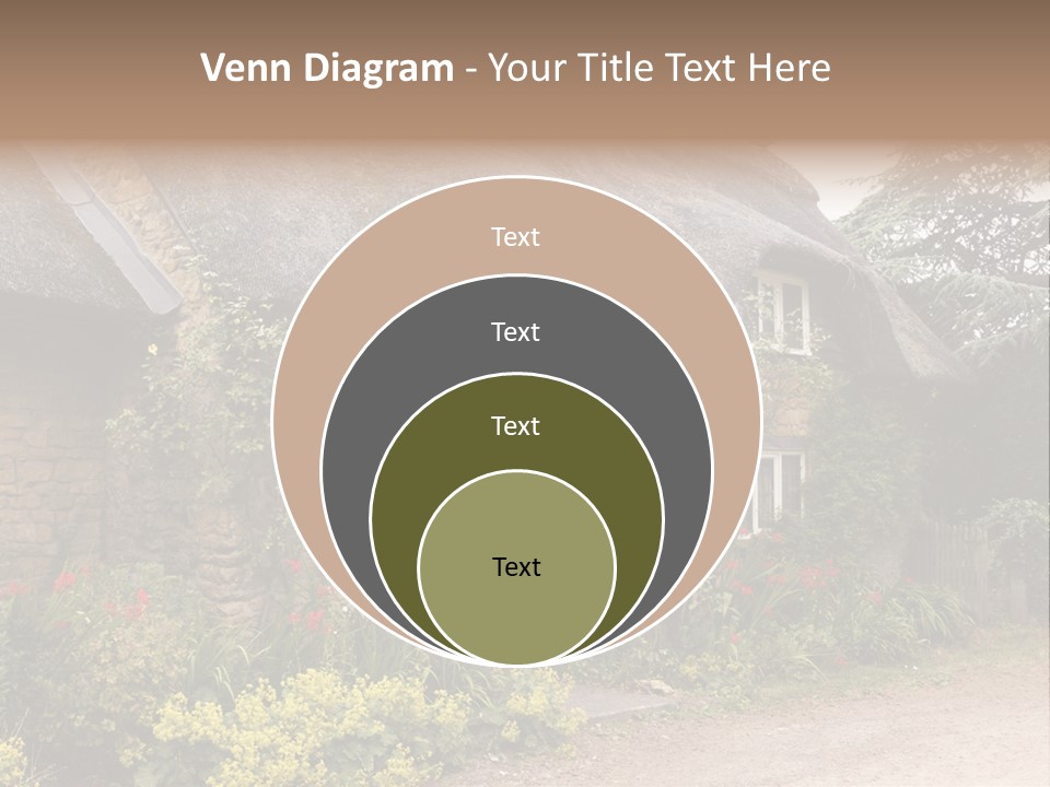 A House With A Thatched Roof And A Blue Door PowerPoint Template