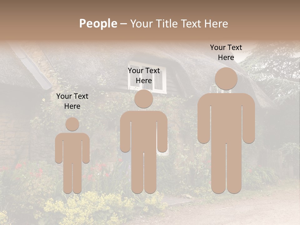 A House With A Thatched Roof And A Blue Door PowerPoint Template