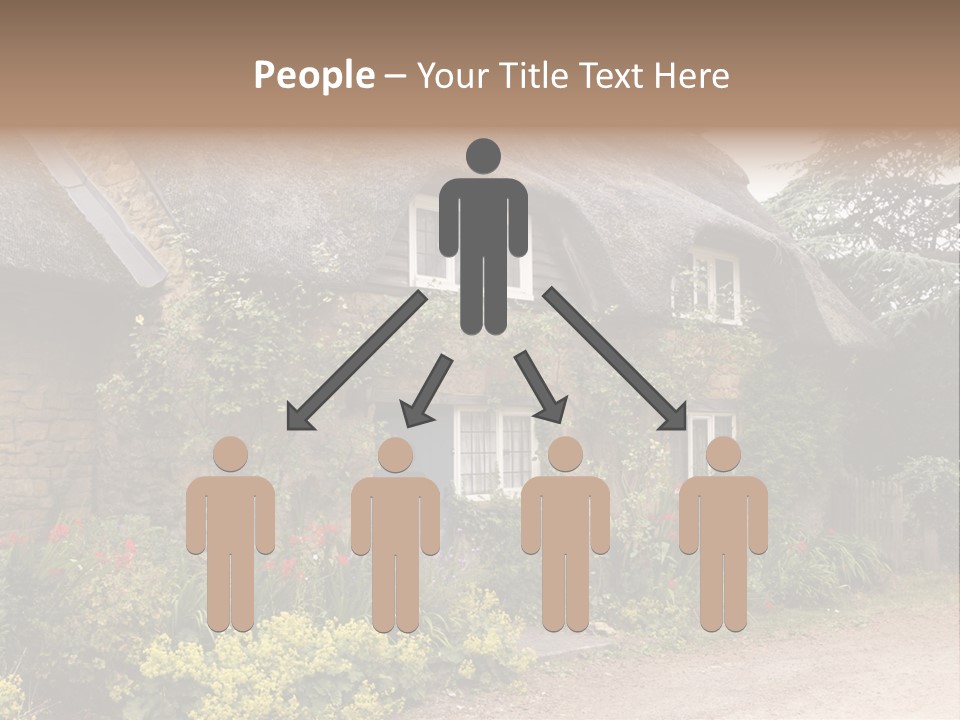 A House With A Thatched Roof And A Blue Door PowerPoint Template