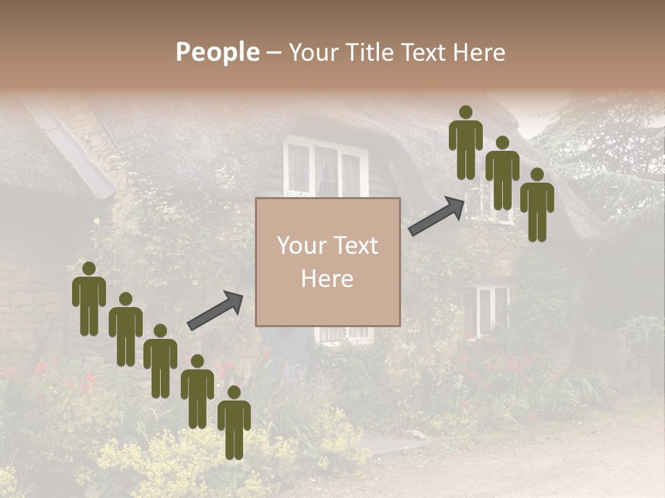 A House With A Thatched Roof And A Blue Door PowerPoint Template