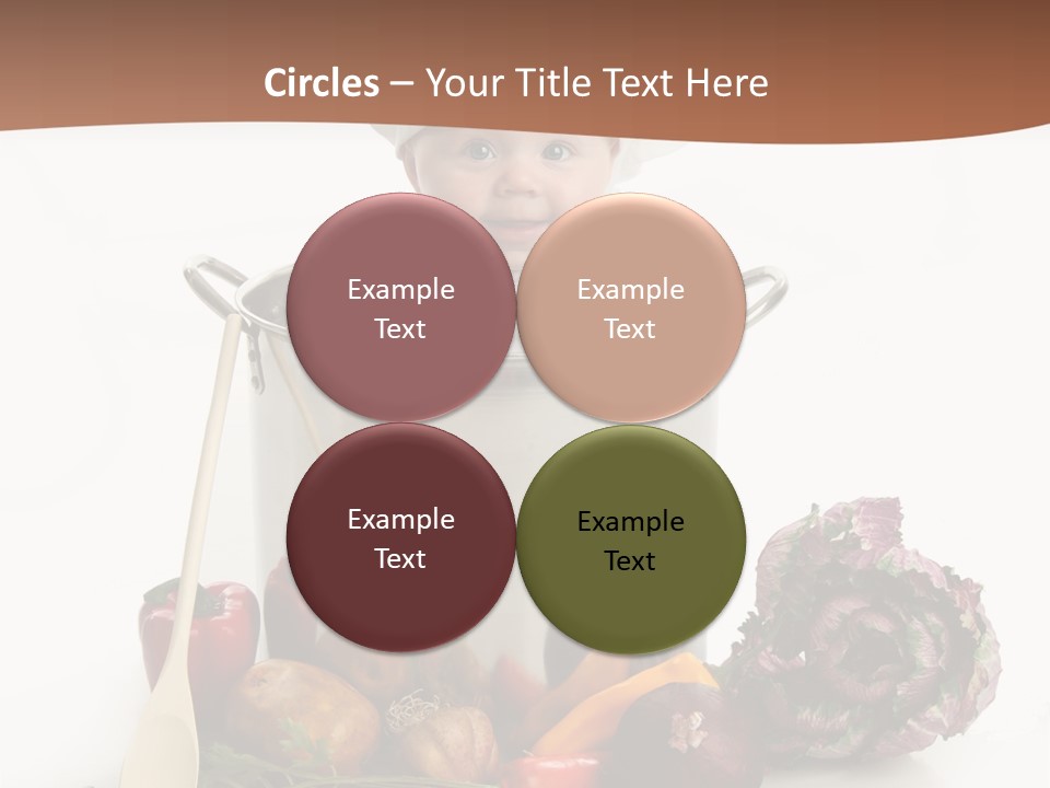 A Baby In A Chef's Hat Sitting In A Bucket Of Vegetables PowerPoint Template