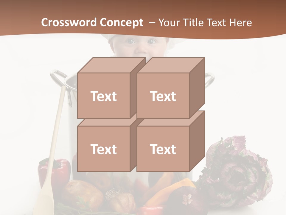 A Baby In A Chef's Hat Sitting In A Bucket Of Vegetables PowerPoint Template