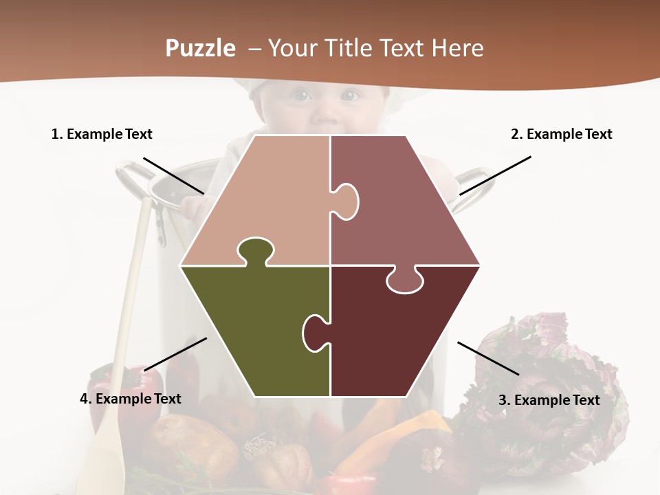 A Baby In A Chef's Hat Sitting In A Bucket Of Vegetables PowerPoint Template