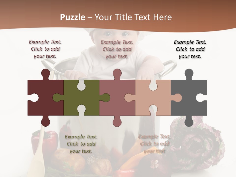 A Baby In A Chef's Hat Sitting In A Bucket Of Vegetables PowerPoint Template