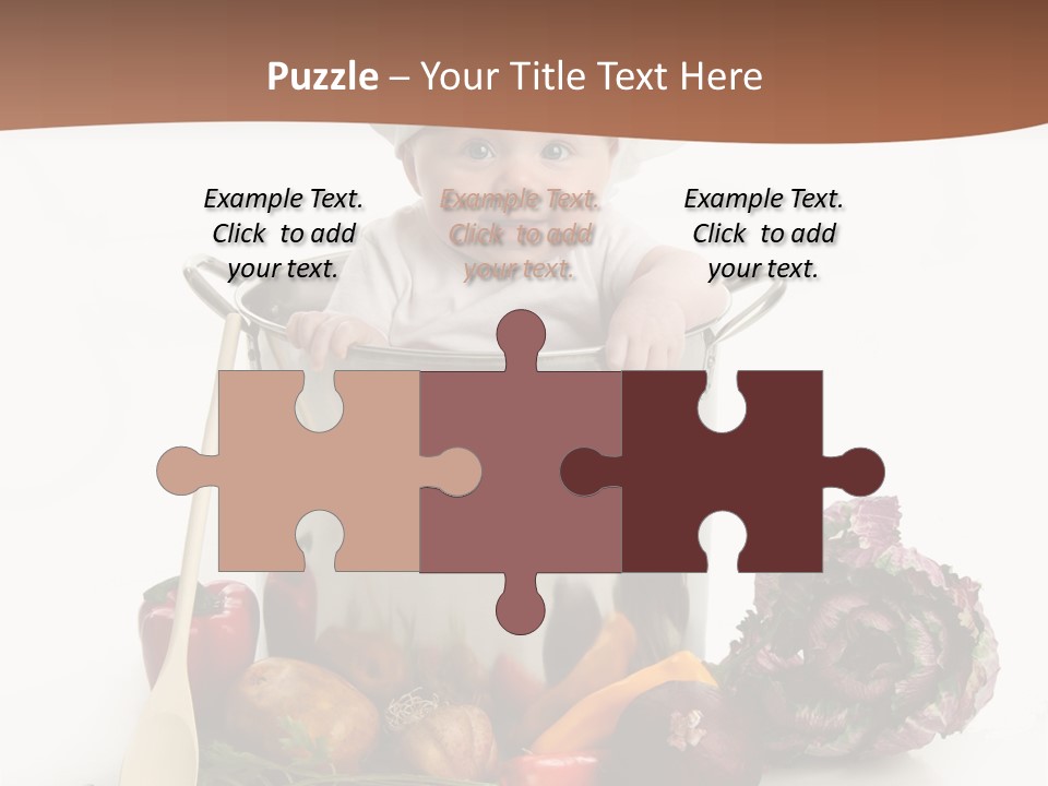 A Baby In A Chef's Hat Sitting In A Bucket Of Vegetables PowerPoint Template