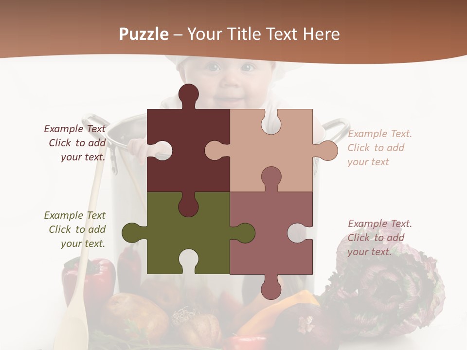 A Baby In A Chef's Hat Sitting In A Bucket Of Vegetables PowerPoint Template