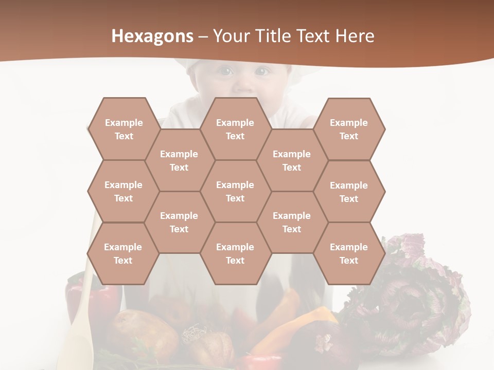 A Baby In A Chef's Hat Sitting In A Bucket Of Vegetables PowerPoint Template