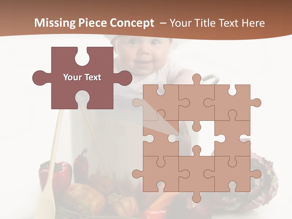 A Baby In A Chef's Hat Sitting In A Bucket Of Vegetables PowerPoint Template