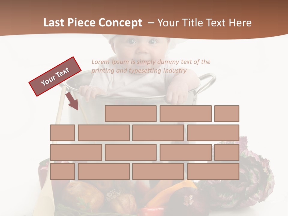 A Baby In A Chef's Hat Sitting In A Bucket Of Vegetables PowerPoint Template