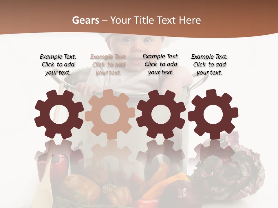 A Baby In A Chef's Hat Sitting In A Bucket Of Vegetables PowerPoint Template