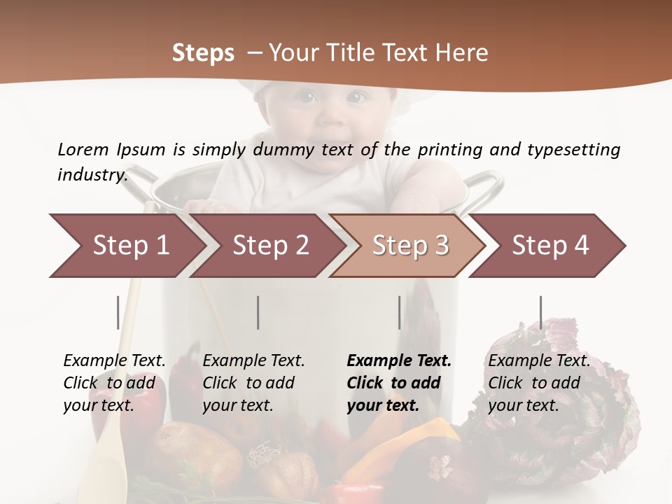 A Baby In A Chef's Hat Sitting In A Bucket Of Vegetables PowerPoint Template