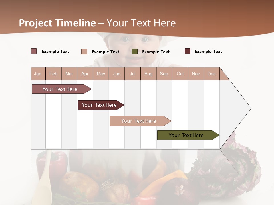 A Baby In A Chef's Hat Sitting In A Bucket Of Vegetables PowerPoint Template