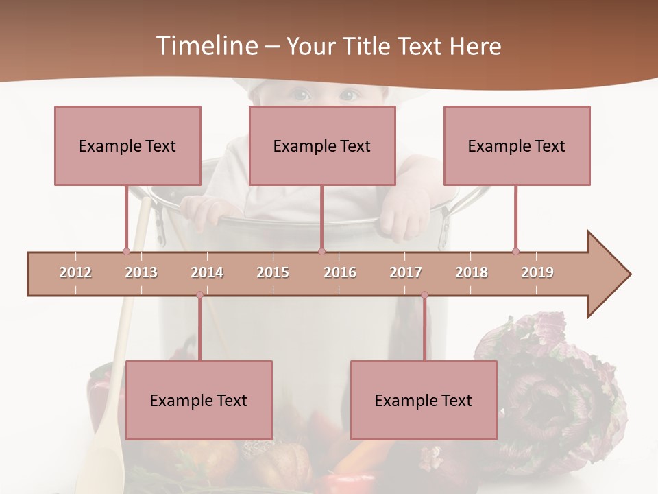 A Baby In A Chef's Hat Sitting In A Bucket Of Vegetables PowerPoint Template