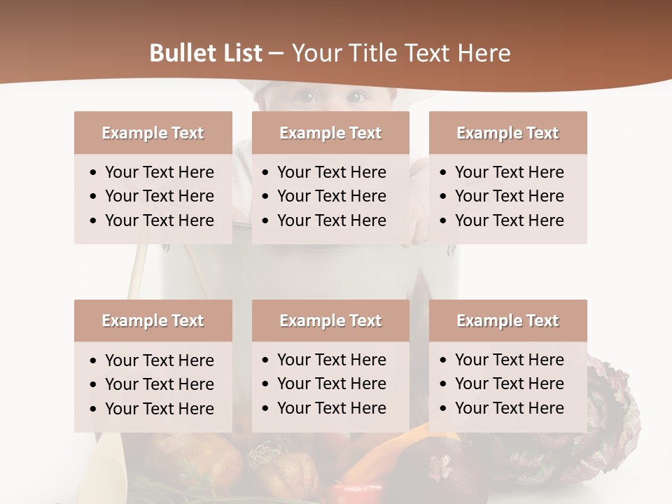 A Baby In A Chef's Hat Sitting In A Bucket Of Vegetables PowerPoint Template