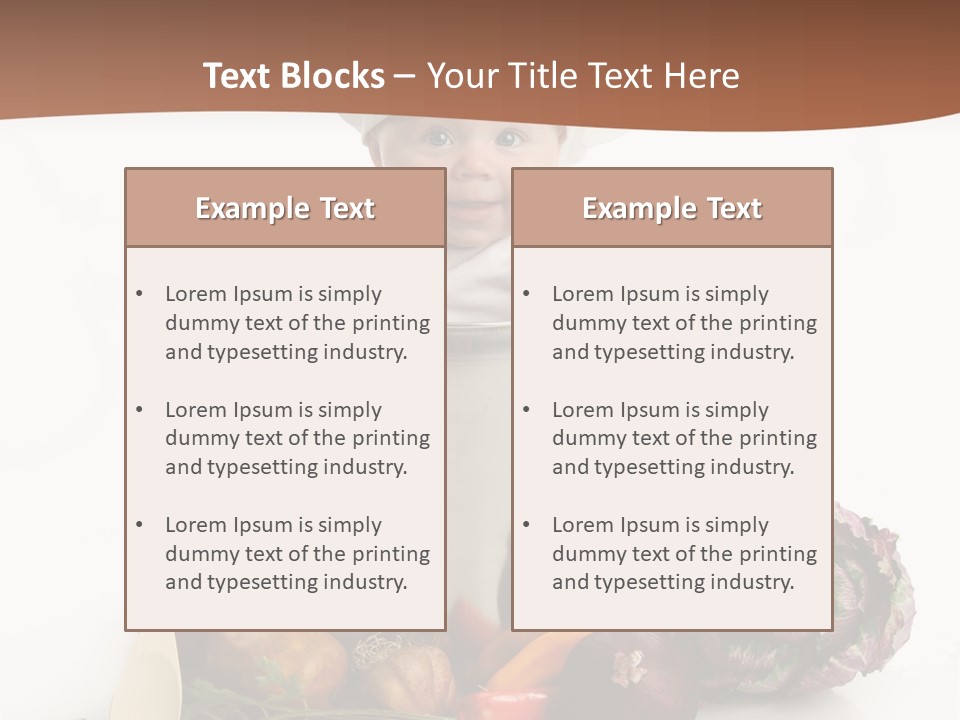 A Baby In A Chef's Hat Sitting In A Bucket Of Vegetables PowerPoint Template