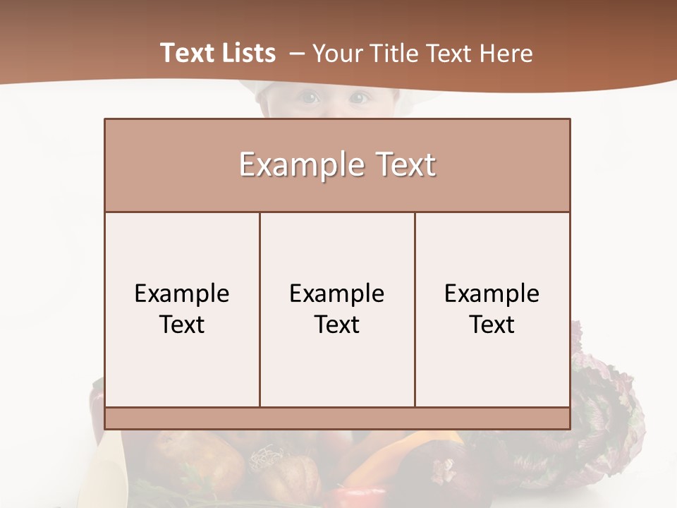 A Baby In A Chef's Hat Sitting In A Bucket Of Vegetables PowerPoint Template