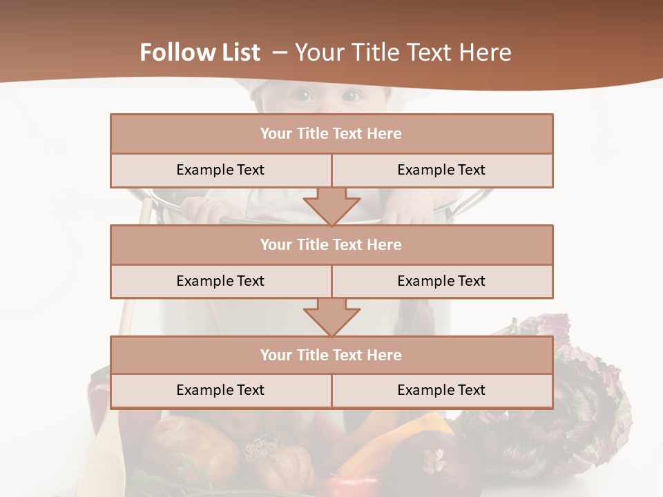 A Baby In A Chef's Hat Sitting In A Bucket Of Vegetables PowerPoint Template