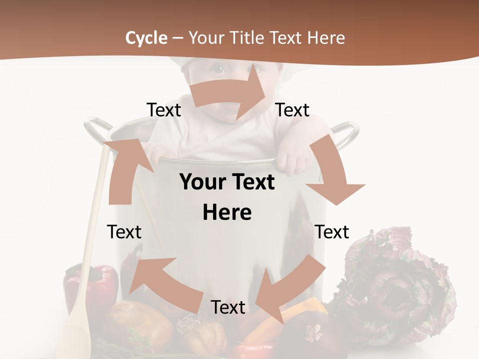 A Baby In A Chef's Hat Sitting In A Bucket Of Vegetables PowerPoint Template