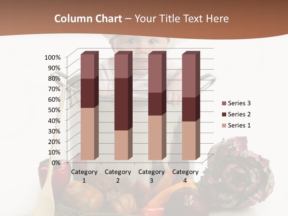 A Baby In A Chef's Hat Sitting In A Bucket Of Vegetables PowerPoint Template