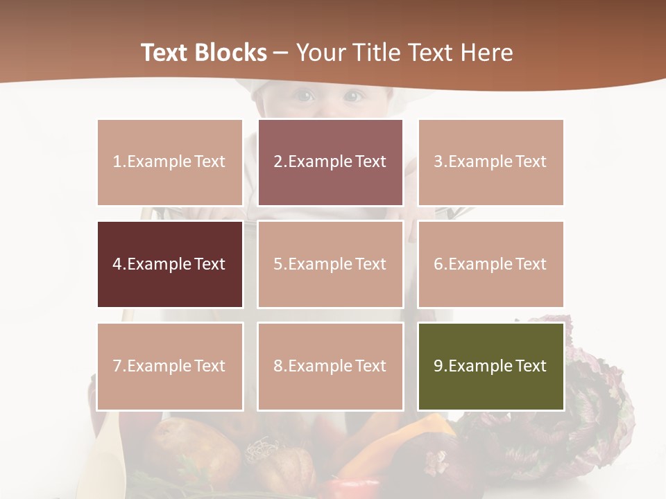 A Baby In A Chef's Hat Sitting In A Bucket Of Vegetables PowerPoint Template