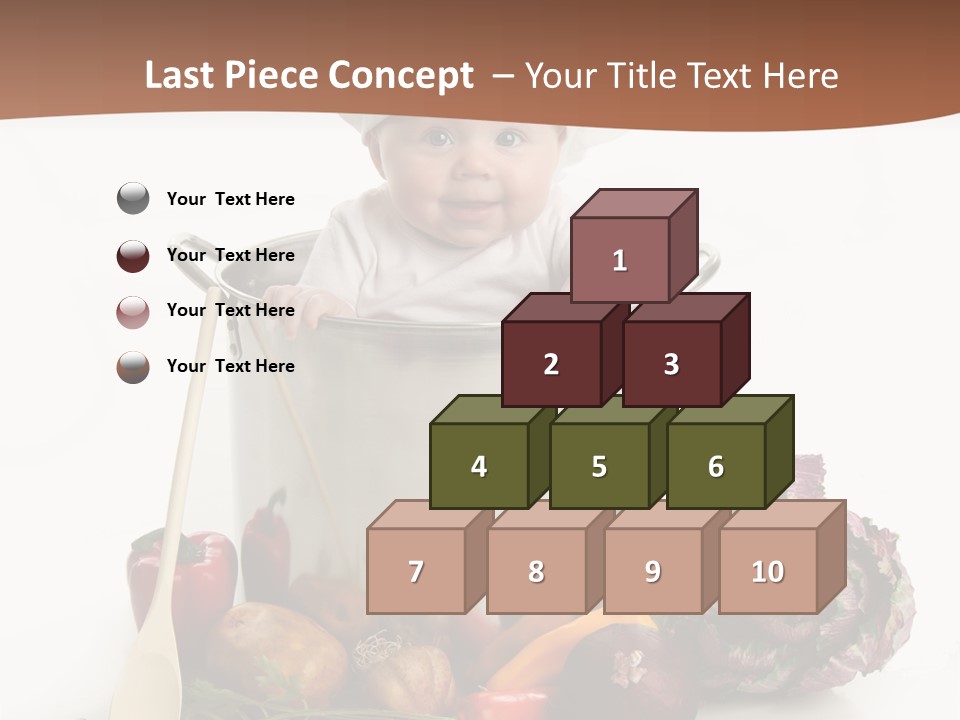 A Baby In A Chef's Hat Sitting In A Bucket Of Vegetables PowerPoint Template