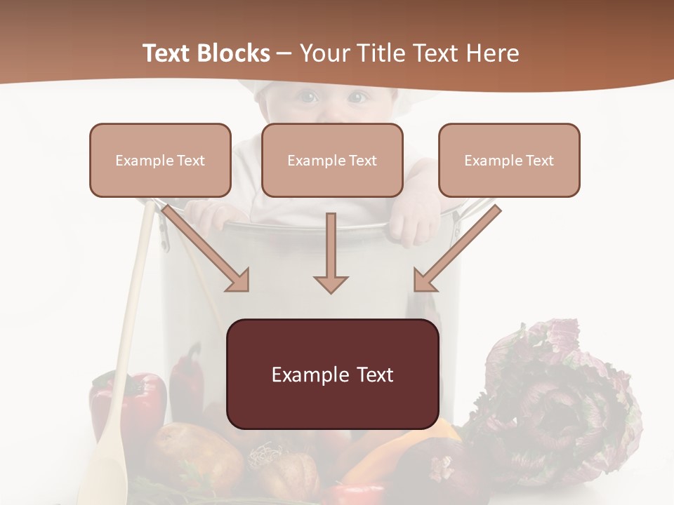 A Baby In A Chef's Hat Sitting In A Bucket Of Vegetables PowerPoint Template