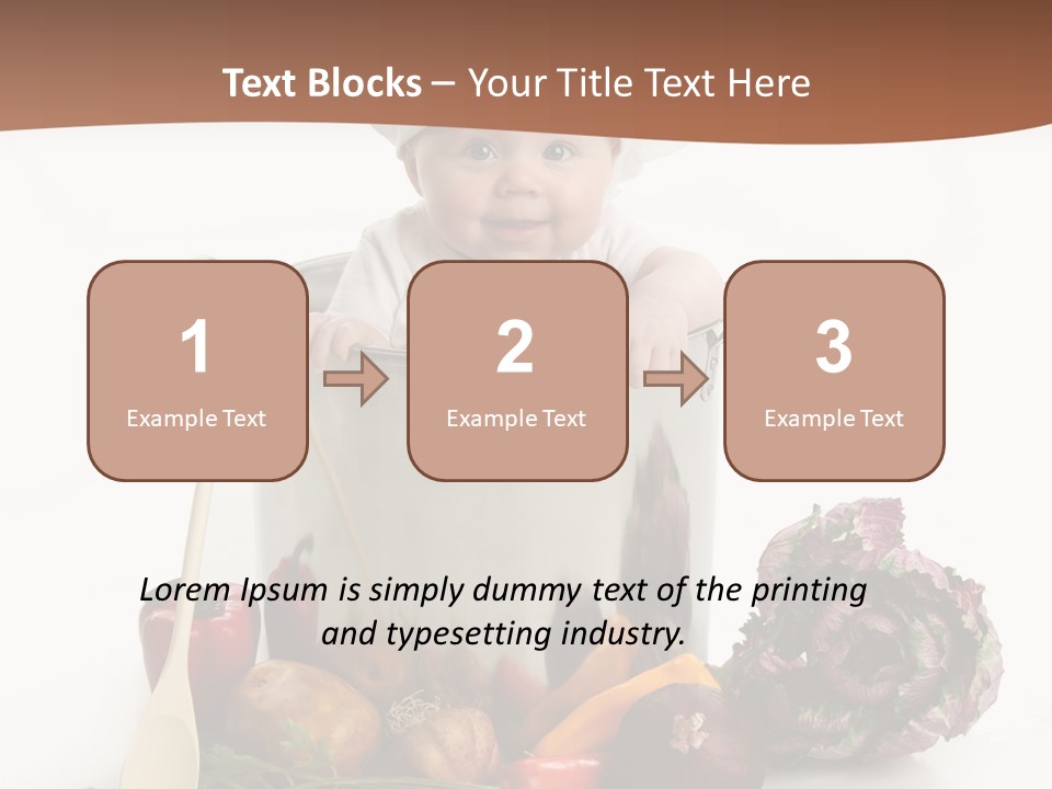 A Baby In A Chef's Hat Sitting In A Bucket Of Vegetables PowerPoint Template