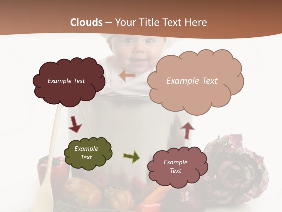 A Baby In A Chef's Hat Sitting In A Bucket Of Vegetables PowerPoint Template