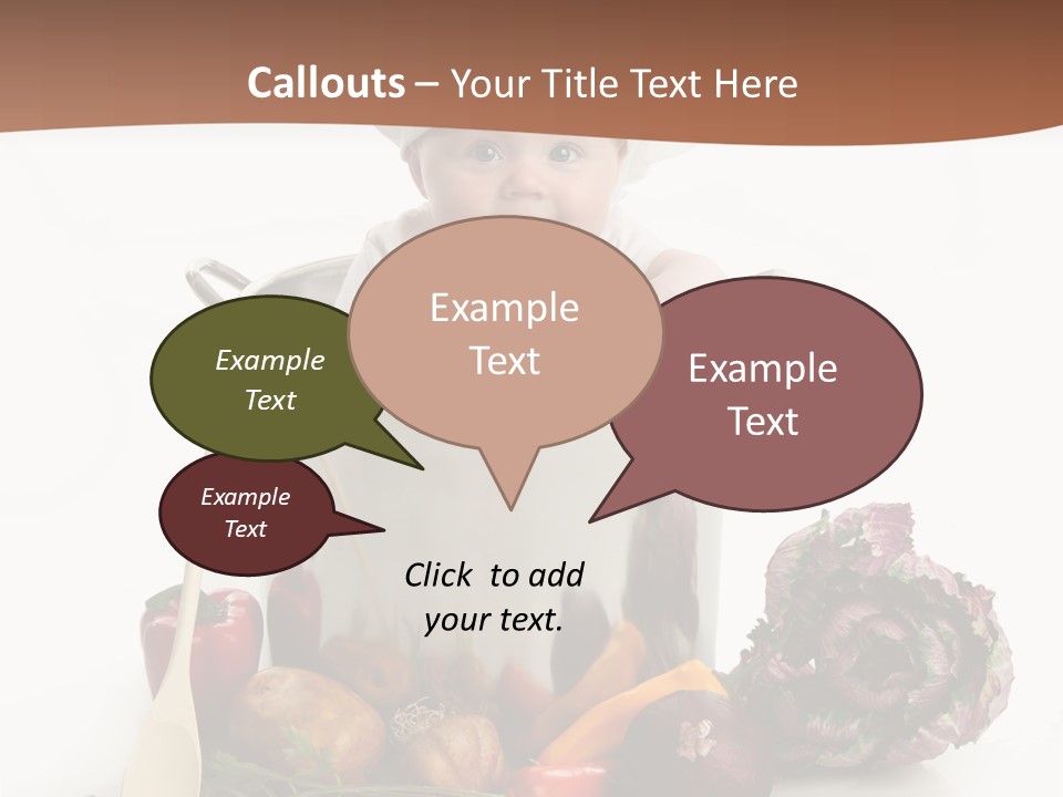 A Baby In A Chef's Hat Sitting In A Bucket Of Vegetables PowerPoint Template