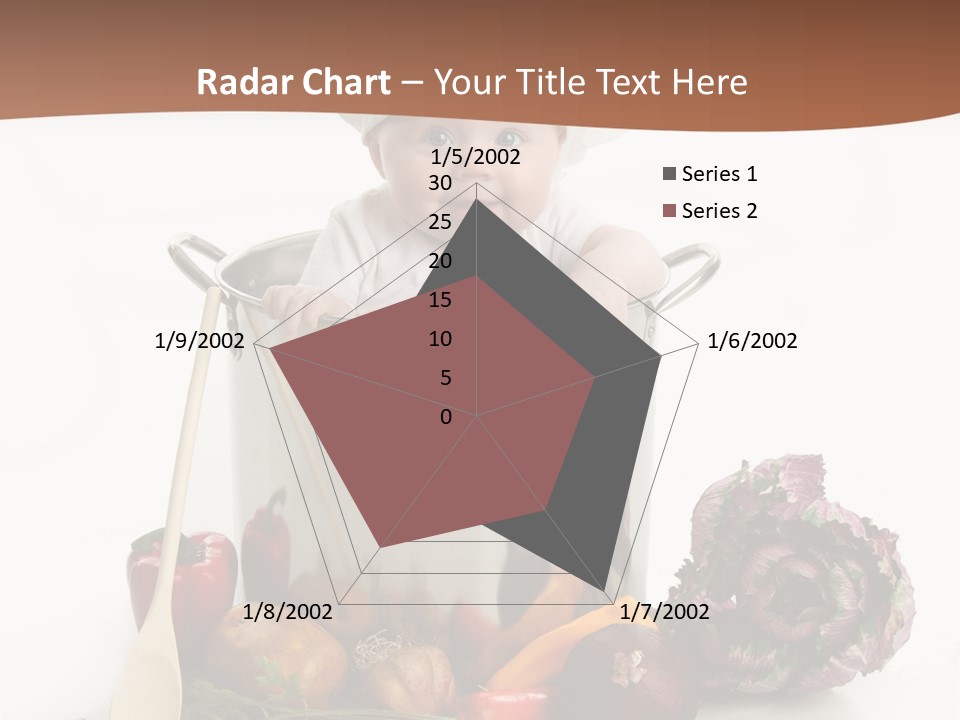 A Baby In A Chef's Hat Sitting In A Bucket Of Vegetables PowerPoint Template