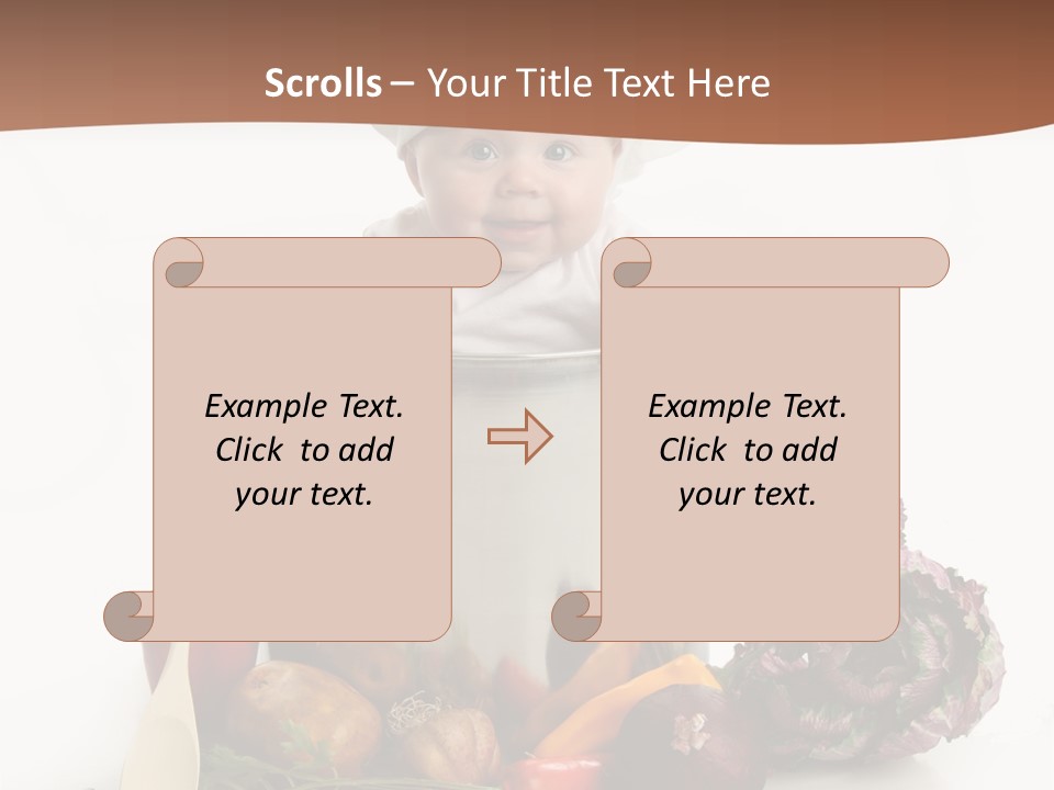 A Baby In A Chef's Hat Sitting In A Bucket Of Vegetables PowerPoint Template